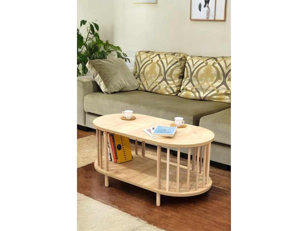 Holz-Couchtisch „Peka-0111“ – 90 x 43 x 45 cm – Eiche „Saphir“
