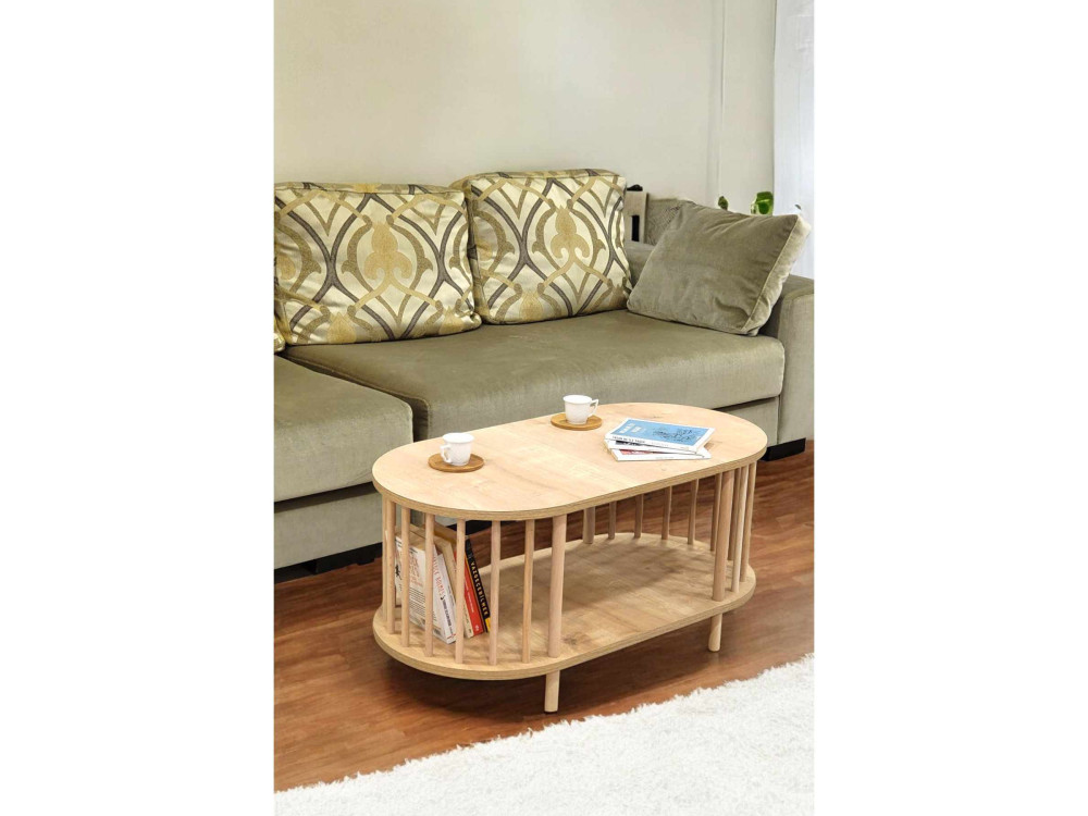 Holz-Couchtisch „Peka-0111“ – 90 x 43 x 45 cm – Eiche „Saphir“