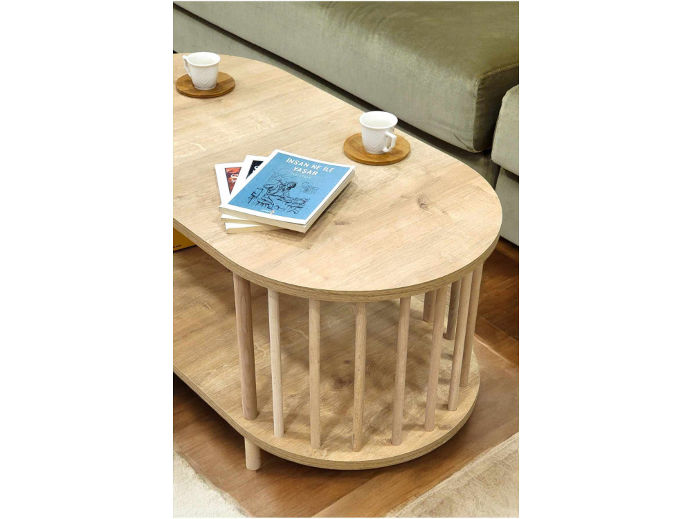 Holz-Couchtisch „Peka-0111“ – 90 x 43 x 45 cm – Eiche „Saphir“