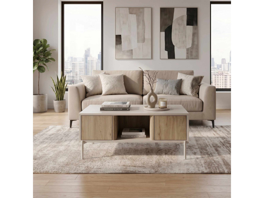 Holz-Couchtisch „VENTRO“ – 100 x 42 x 60 cm – Steingut