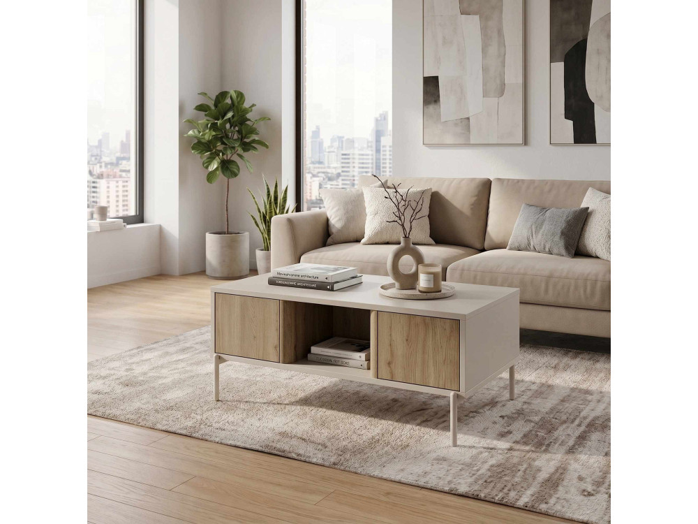 Holz-Couchtisch „VENTRO“ – 100 x 42 x 60 cm – Steingut