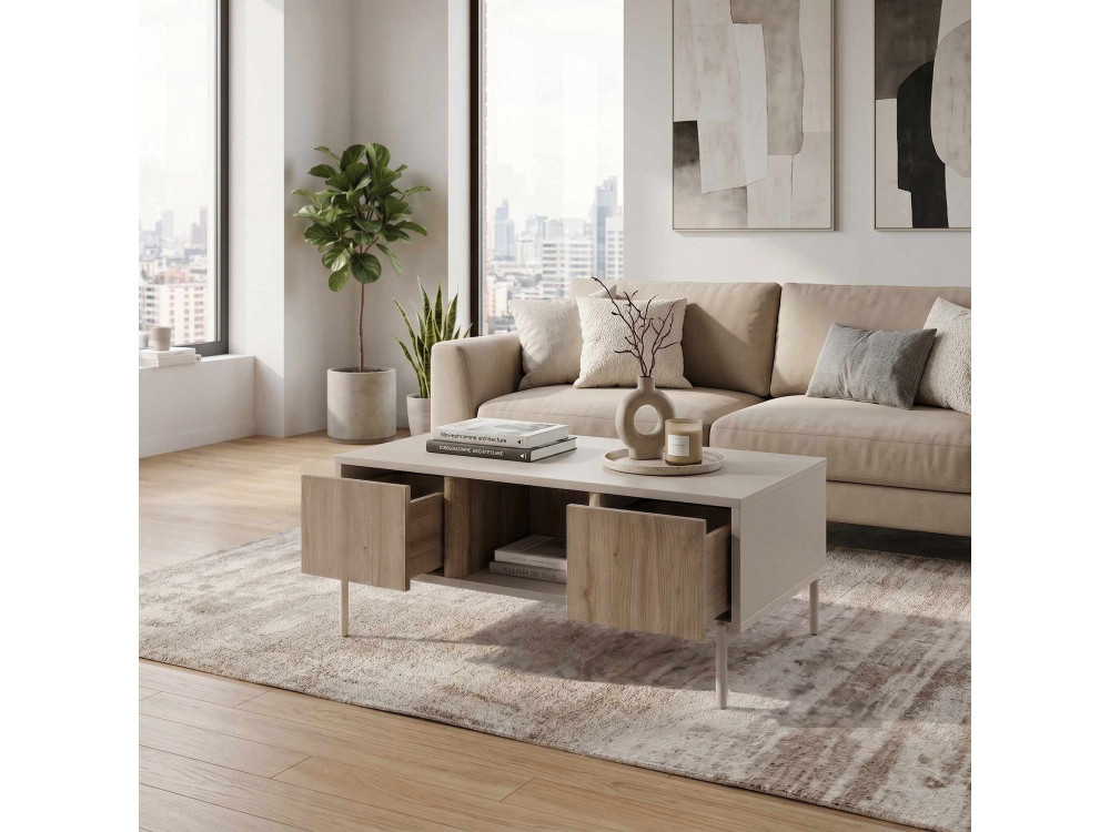 Holz-Couchtisch „VENTRO“ – 100 x 42 x 60 cm – Steingut