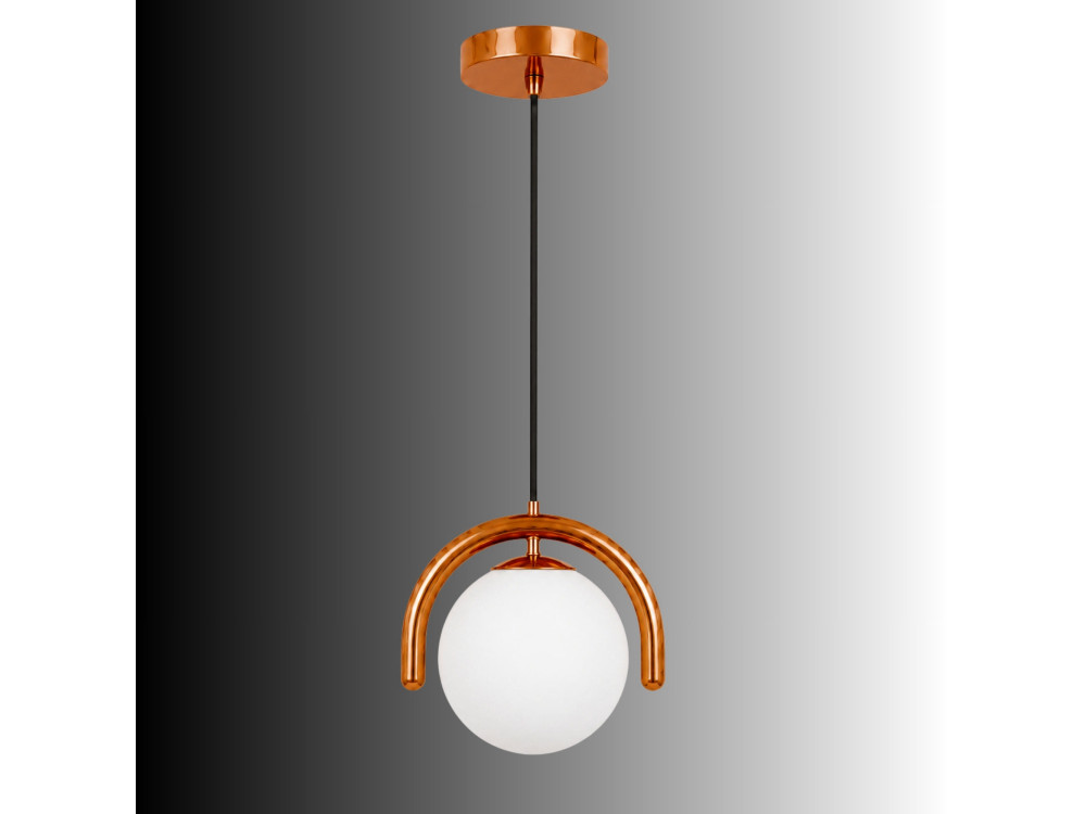 Metall-Hängeleuchte „GEDIK-20441“ – 20 x 20 cm – Braun / Orange