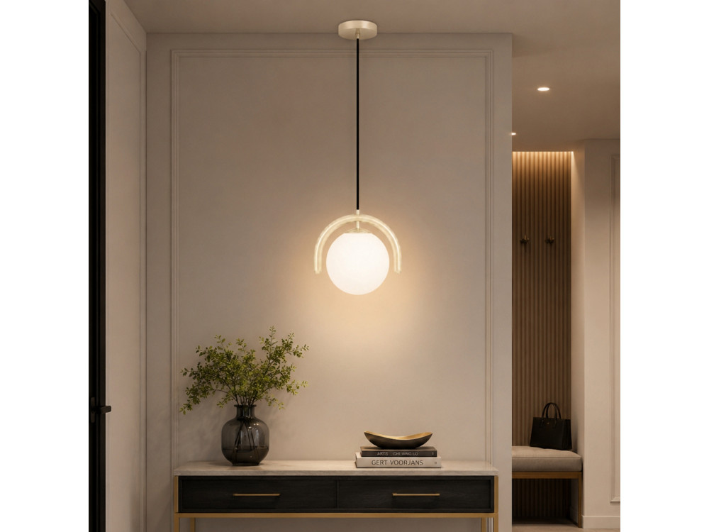 Metall-Hängeleuchte „GEDIK-20441“ – 20 x 20 cm – Beige