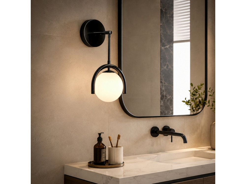 Wandleuchte aus Metall „GEDIK-20445“ – 20 x 20 cm – Schwarz