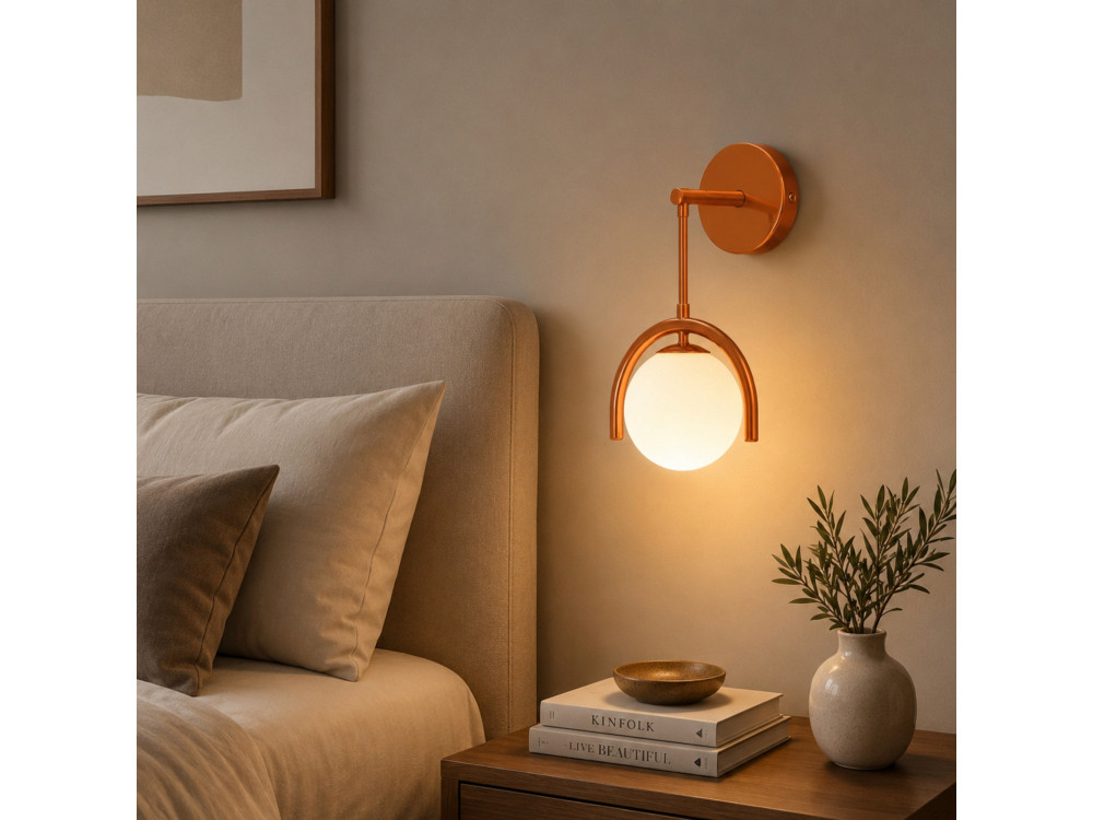 Wandleuchte aus Metall „GEDIK-20445“ – 20 x 20 cm – Braun / Orange