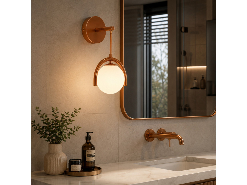 Wandleuchte aus Metall „GEDIK-20445“ – 20 x 20 cm – Braun / Orange