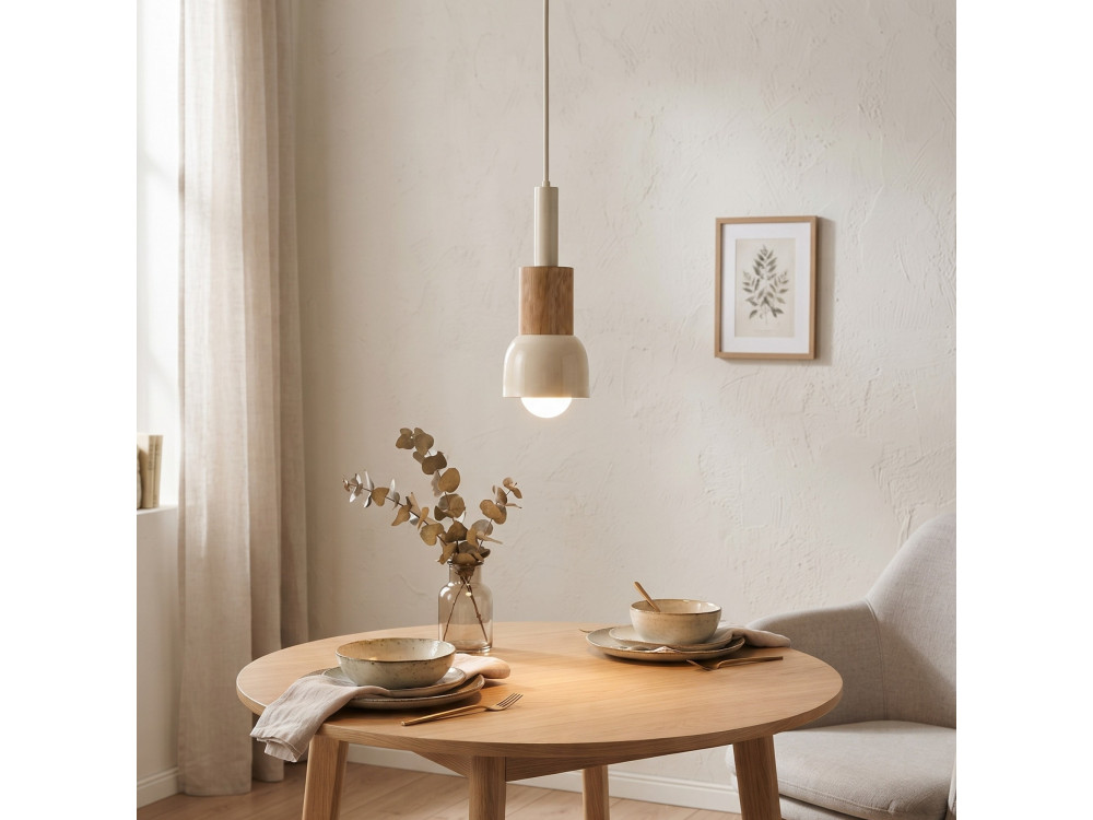Metall-Hängeleuchte „Elwood“ – 10 x 25 cm – Beige
