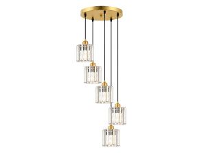 Metall-Kronleuchter „Yakops“ – 47 x 47 x 105 cm – Gelb