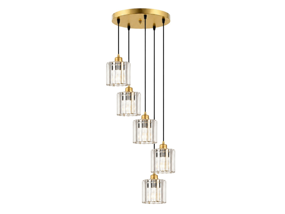 Metall-Kronleuchter „Yakops“ – 47 x 47 x 105 cm – Gelb