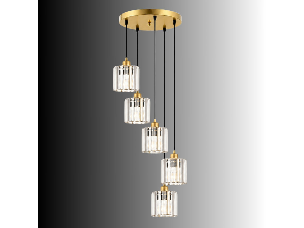 Metall-Kronleuchter „Yakops“ – 47 x 47 x 105 cm – Gelb