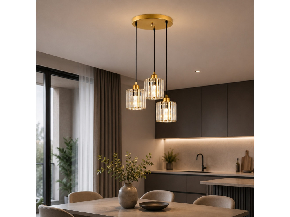 Metall-Kronleuchter „Yakops“ – 37 x 37 x 85 cm – Gelb