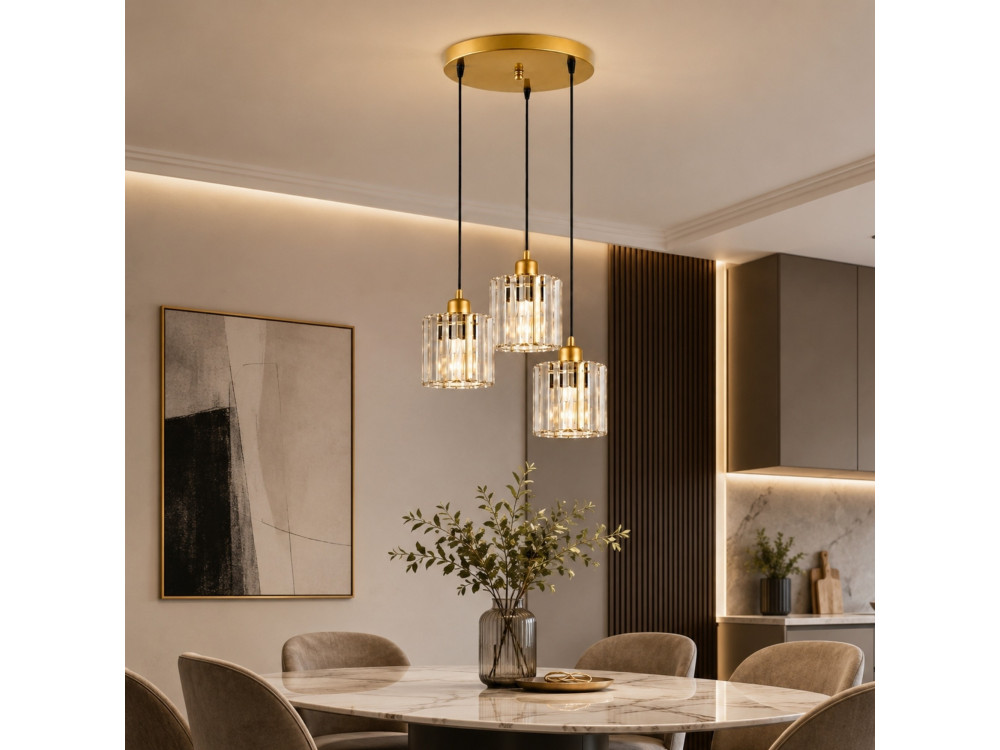 Metall-Kronleuchter „Yakops“ – 37 x 37 x 85 cm – Gelb
