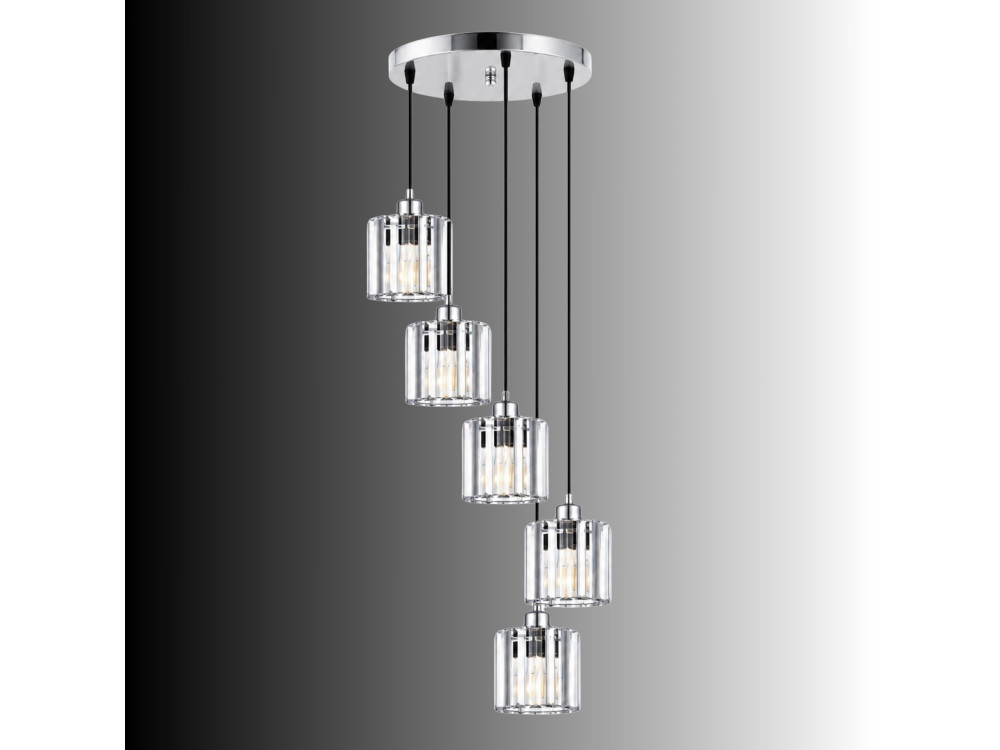 Metall-Kronleuchter „Yakops“ – 47 x 47 x 105 cm – Grau