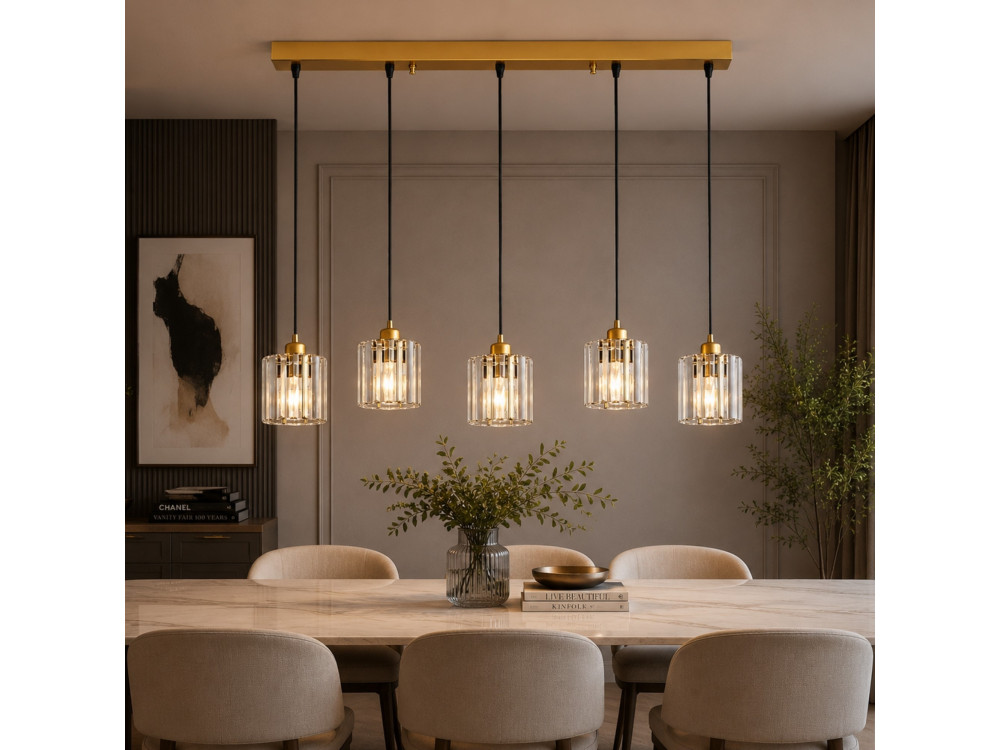 Metall-Kronleuchter „Yakops“ – 85 x 13 x 100 cm – Gelb