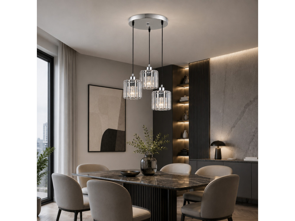 Metall-Kronleuchter „Yakops“ – 37 x 37 x 85 cm – Grau