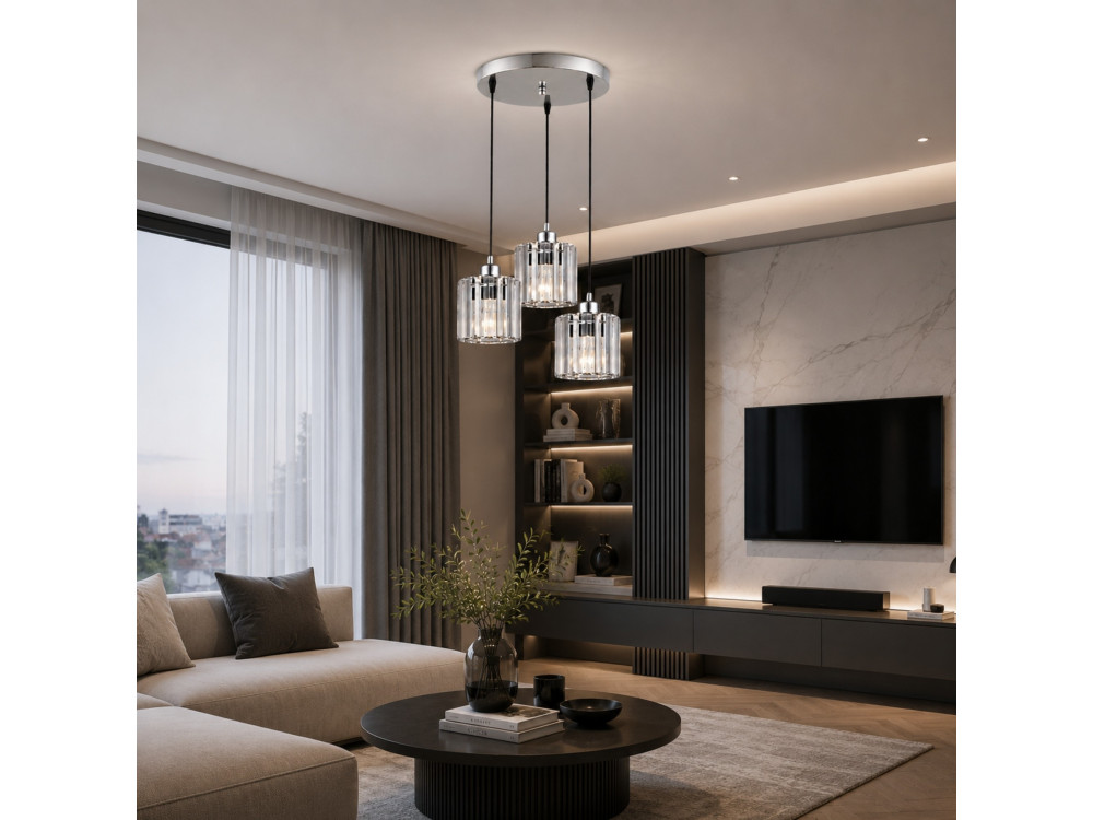 Metall-Kronleuchter „Yakops“ – 37 x 37 x 85 cm – Grau