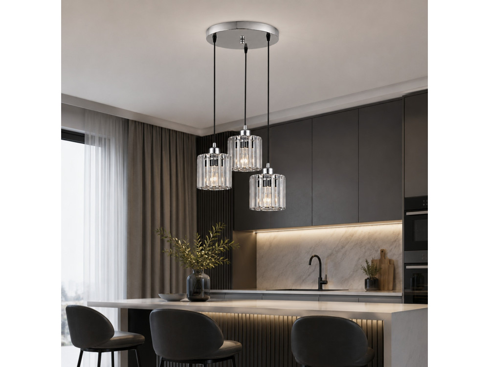Metall-Kronleuchter „Yakops“ – 37 x 37 x 85 cm – Grau