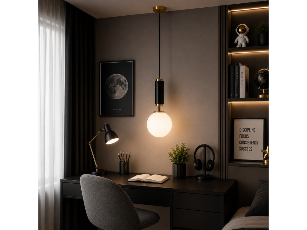Metall-Hängeleuchte „Moira“ – 15 x 15 x 120 cm – Schwarz