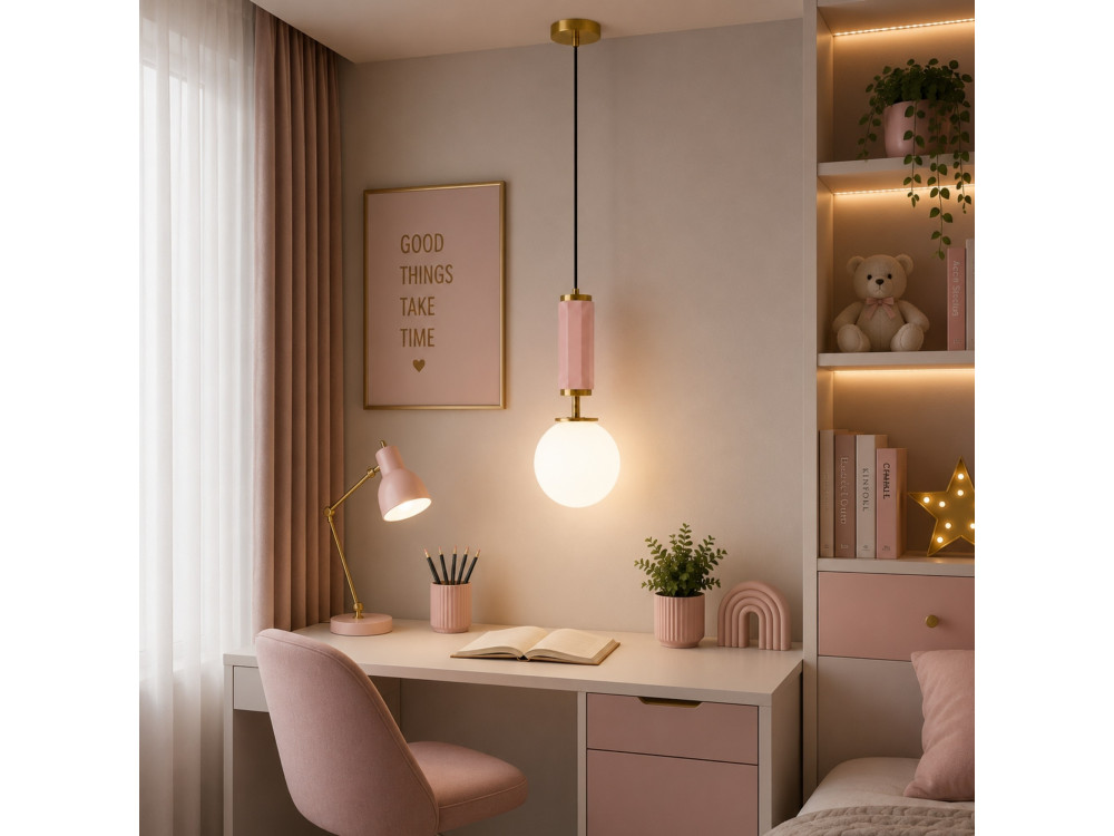 Metall-Hängeleuchte „Moira“ – 15 x 15 x 120 cm – Rosa