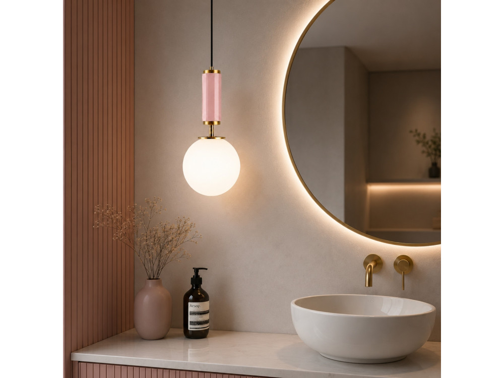 Metall-Hängeleuchte „Moira“ – 15 x 15 x 120 cm – Rosa