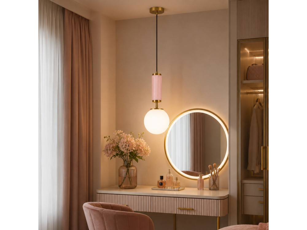 Metall-Hängeleuchte „Moira“ – 15 x 15 x 120 cm – Rosa