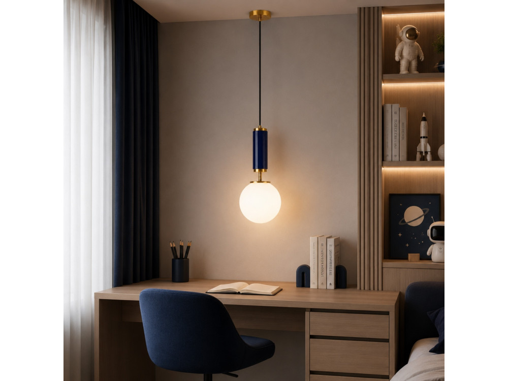 Metall-Hängeleuchte „Moira“ – 15 x 15 x 120 cm – Blau