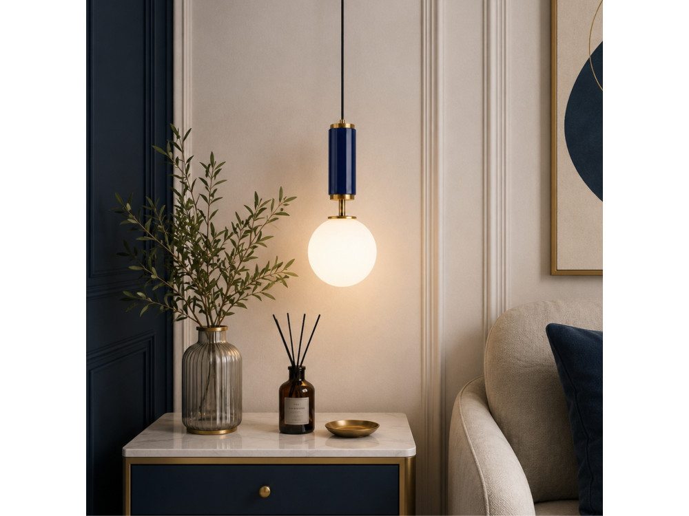 Metall-Hängeleuchte „Moira“ – 15 x 15 x 120 cm – Blau