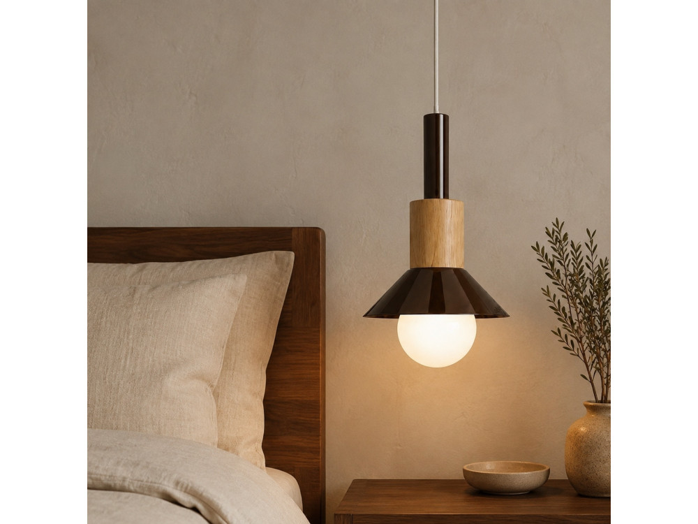 Metall-Hängeleuchte „Elwood“ – 14 x 26 cm – Braun