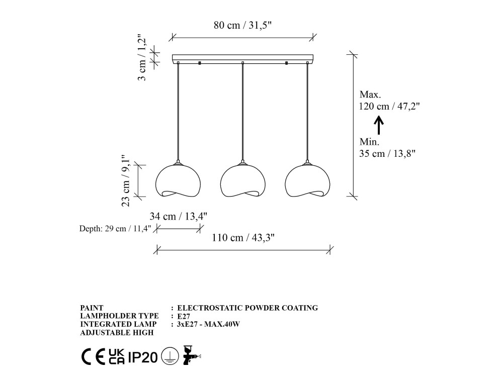Metall-Kronleuchter „Yontu“ – 27 x 30 x 65 cm – Weiß