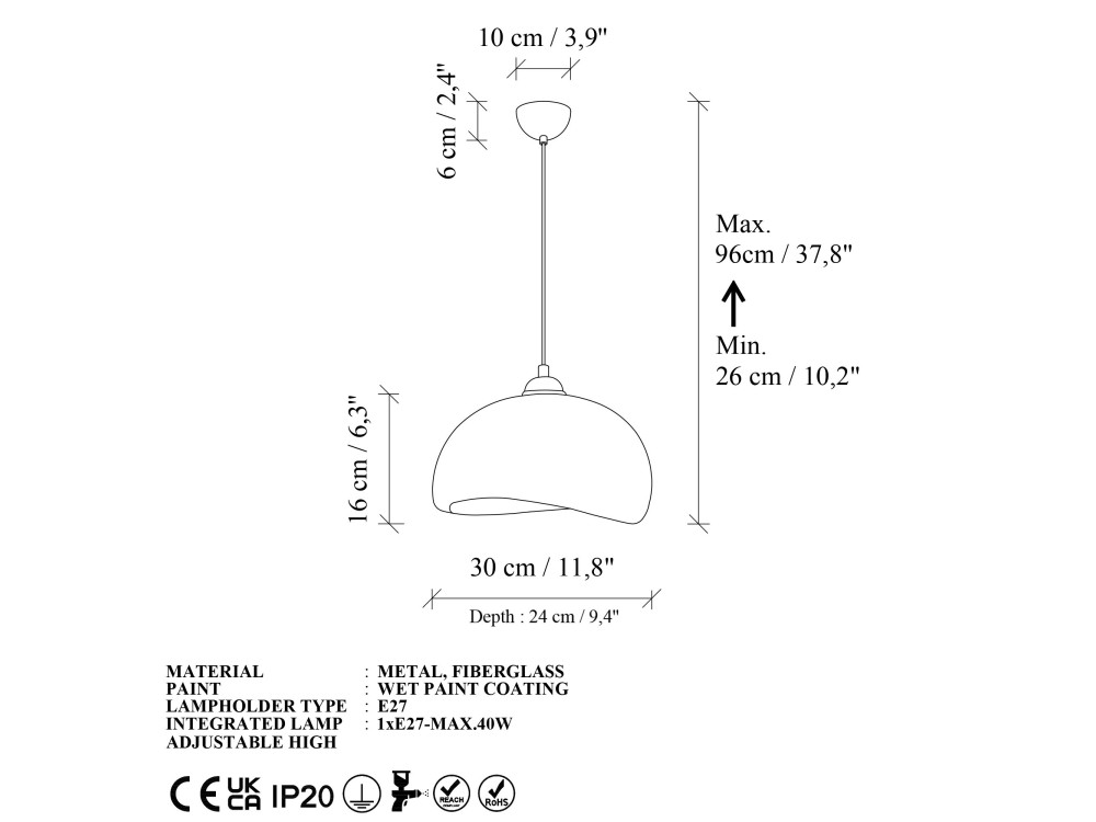 Hängeleuchte aus Metall „Beta“ – 30 x 24 cm – Braun