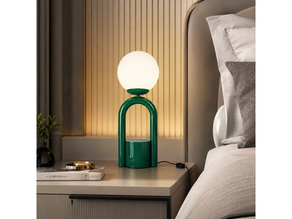 Tischlampe aus Metall „Loop“ – 15 x 15 cm – Dunkelgrün