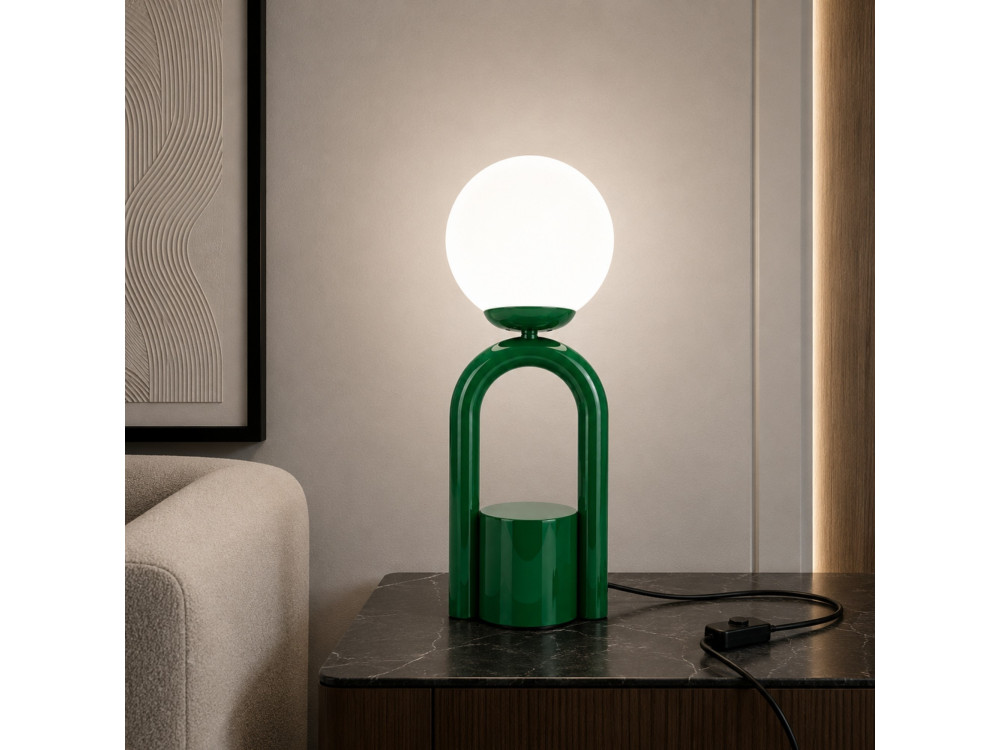 Tischlampe aus Metall „Loop“ – 15 x 15 cm – Dunkelgrün