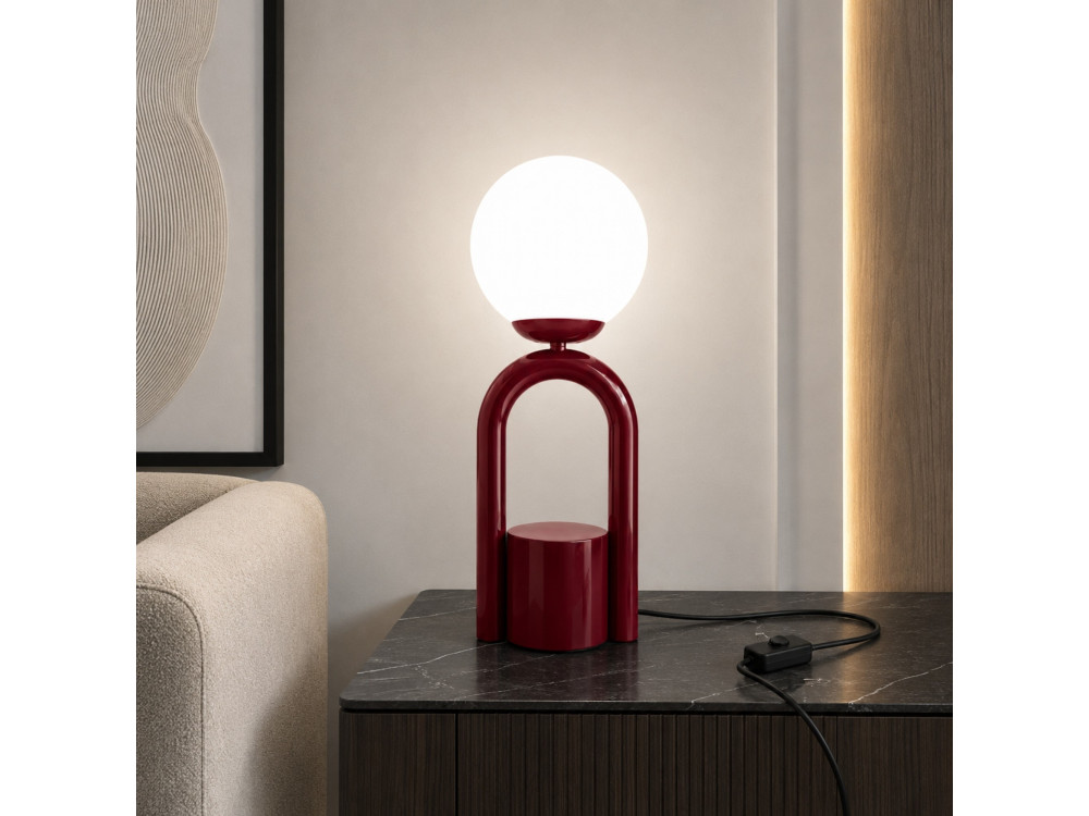 Tischlampe aus Metall „Loop“ – 15 x 15 cm – Bordeaux