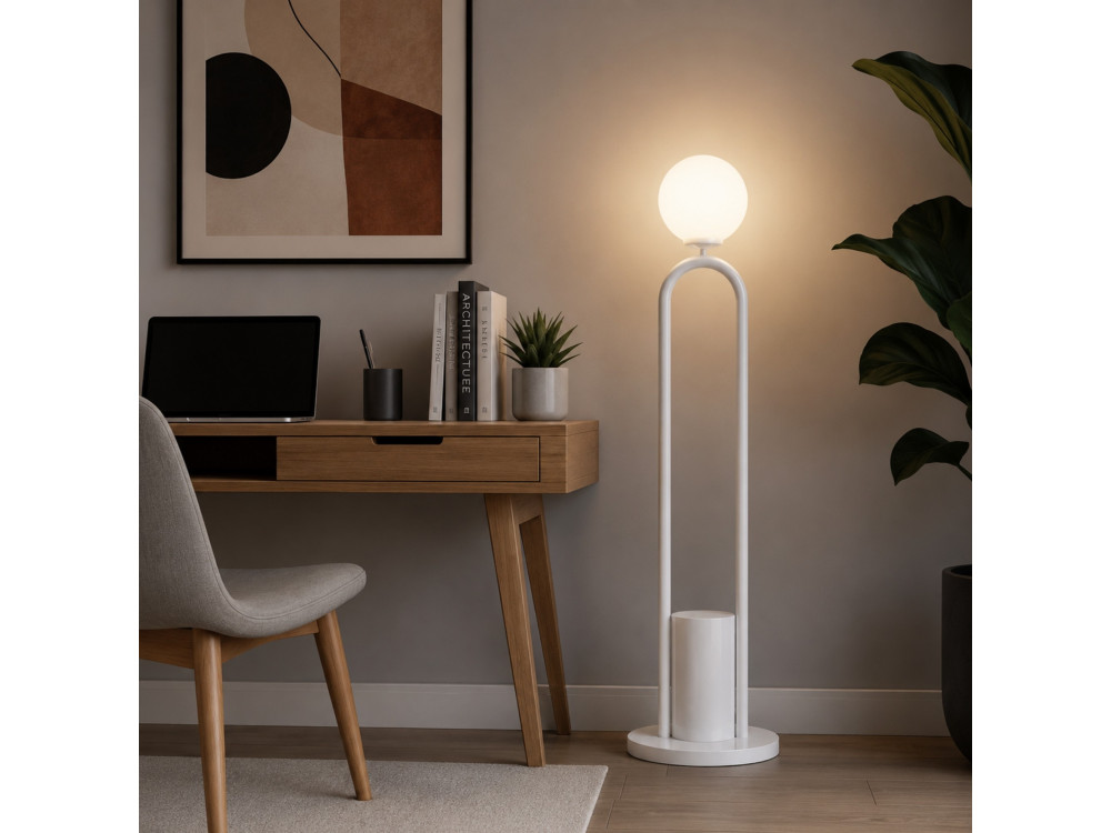 Metall-Stehlampe „Loop“ – 30 x 30 cm – Weiß