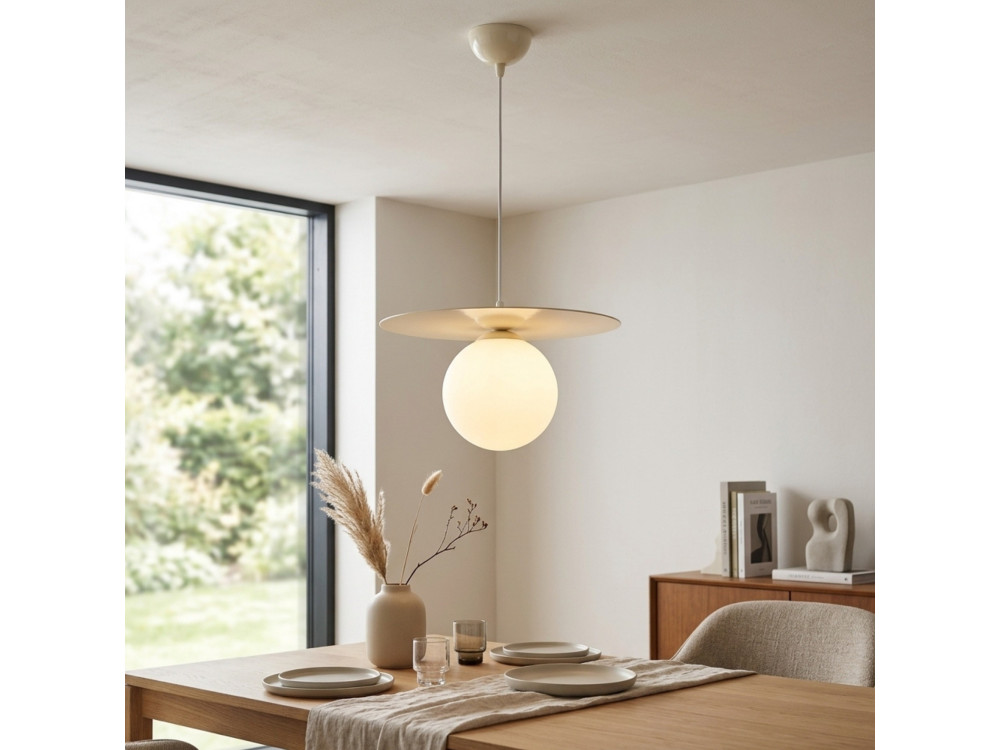 Metall-Hängeleuchte „Vesper“ – 40 x 40 cm – Beige