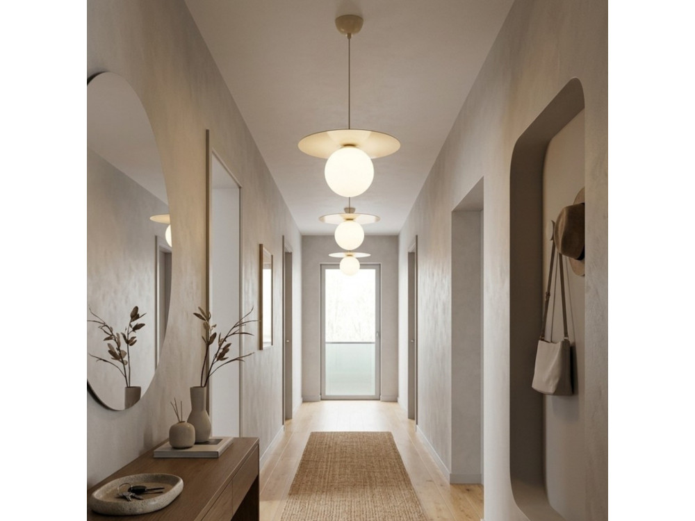 Metall-Hängeleuchte „Vesper“ – 40 x 40 cm – Beige