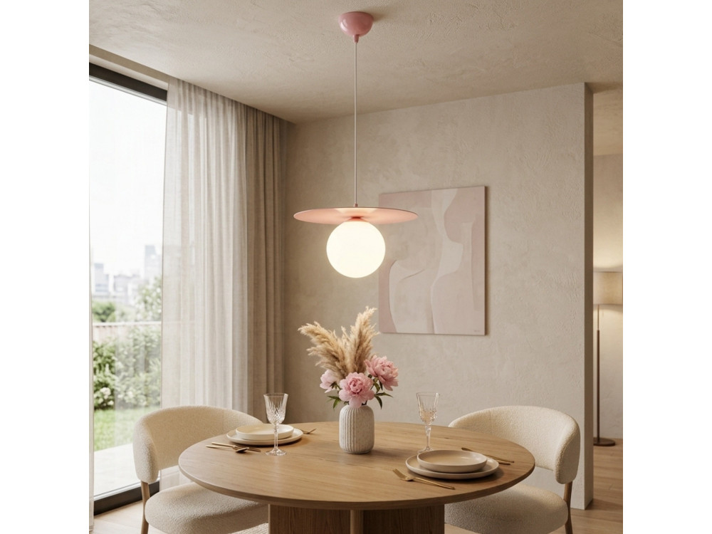 Metall-Hängeleuchte „Vesper“ – 40 x 40 cm – Rosa