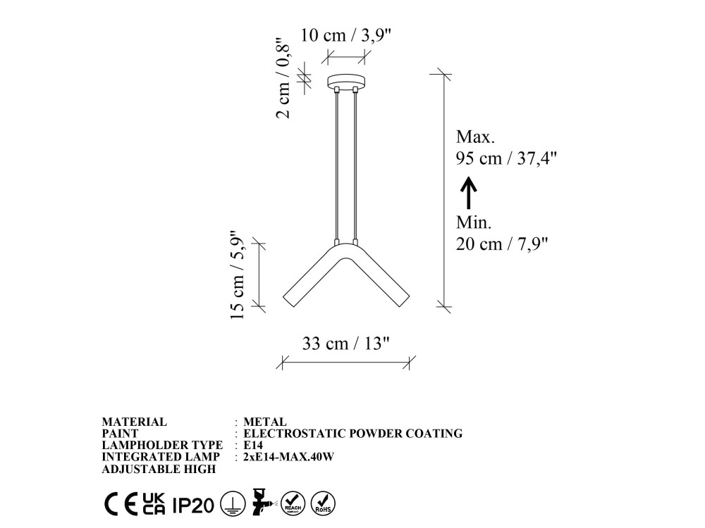 Metall-Hängeleuchte „Balance“ – 33 x 15 cm – Orange