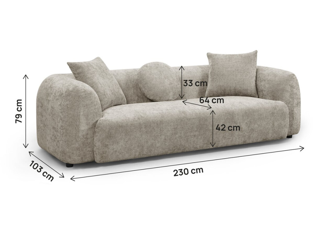 Gerades Sofa aus strukturiertem Stoff „Faubourg“ – 3-Sitzer – Grau