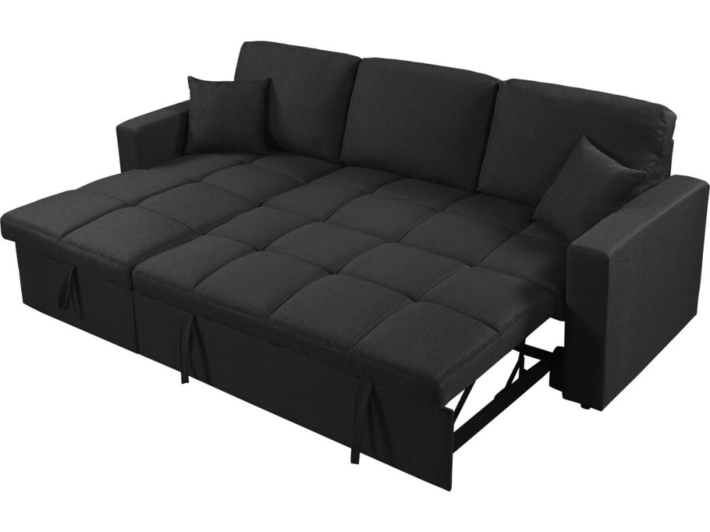 Wandelbares/umkehrbares Ecksofa im Bubble-Stil „Alain“ – 3-Sitzer – Schwarz