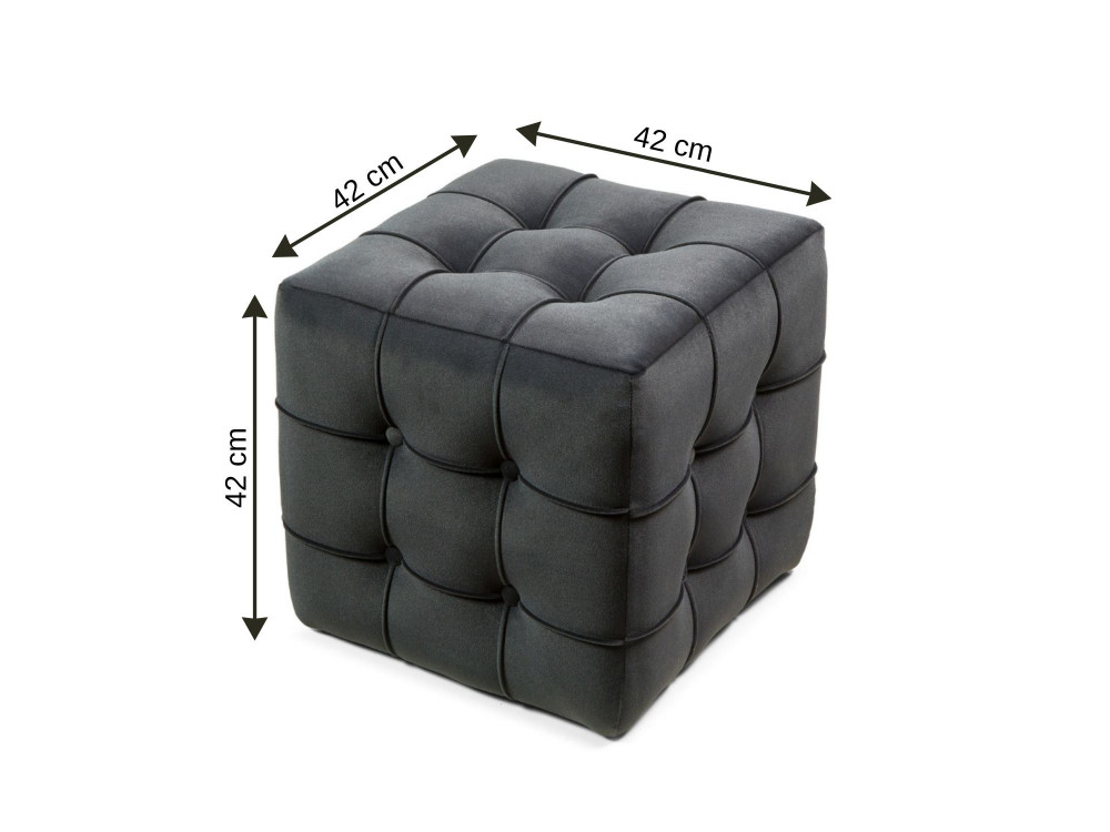 Sitzsack aus Samt "Lizbon" - 42 x 42 x 42 cm - Grau