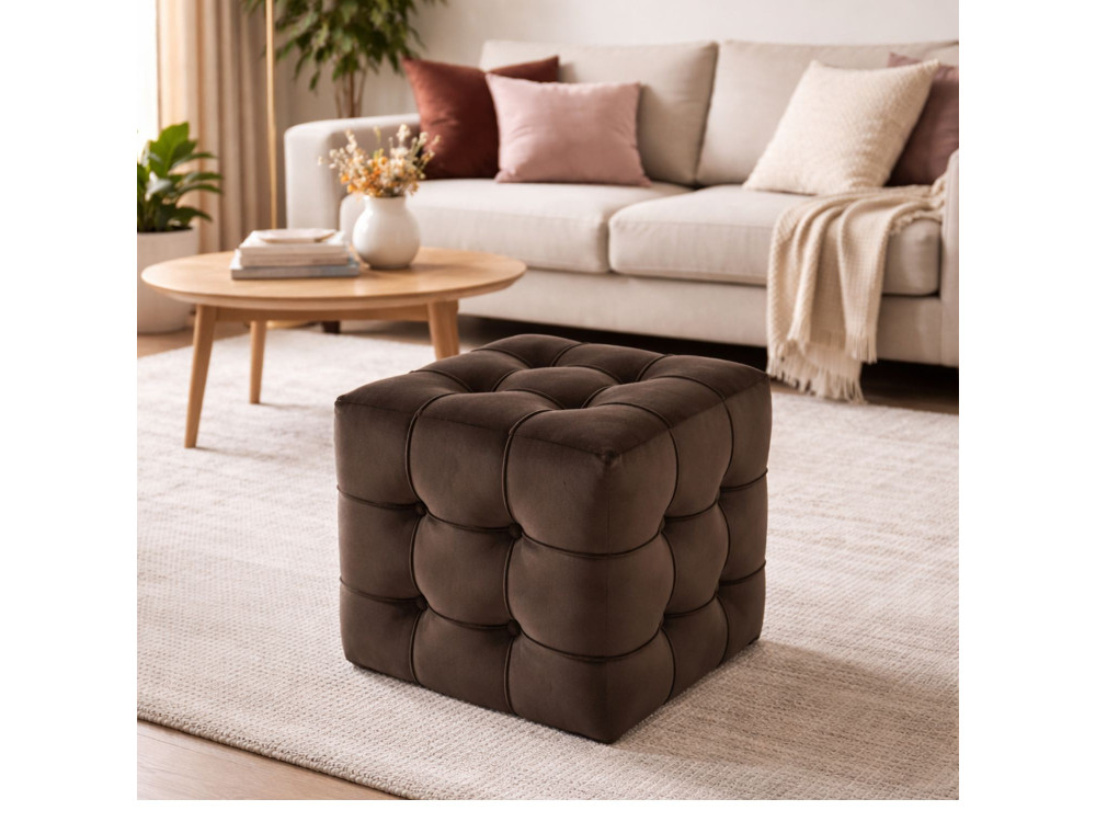 Sitzsack aus Samt "Lizbon" - 42 x 42 x 42 cm - Braun