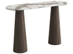 Holzkonsole mit Keramikplatte „Zora“ – 140 x 40 x 80 cm – Braun