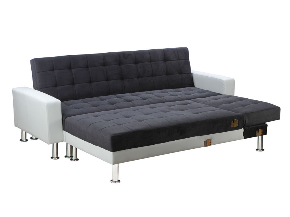 Konvertibles Ecksofa "Theo" - Weiß und Grau - 5 Plätze