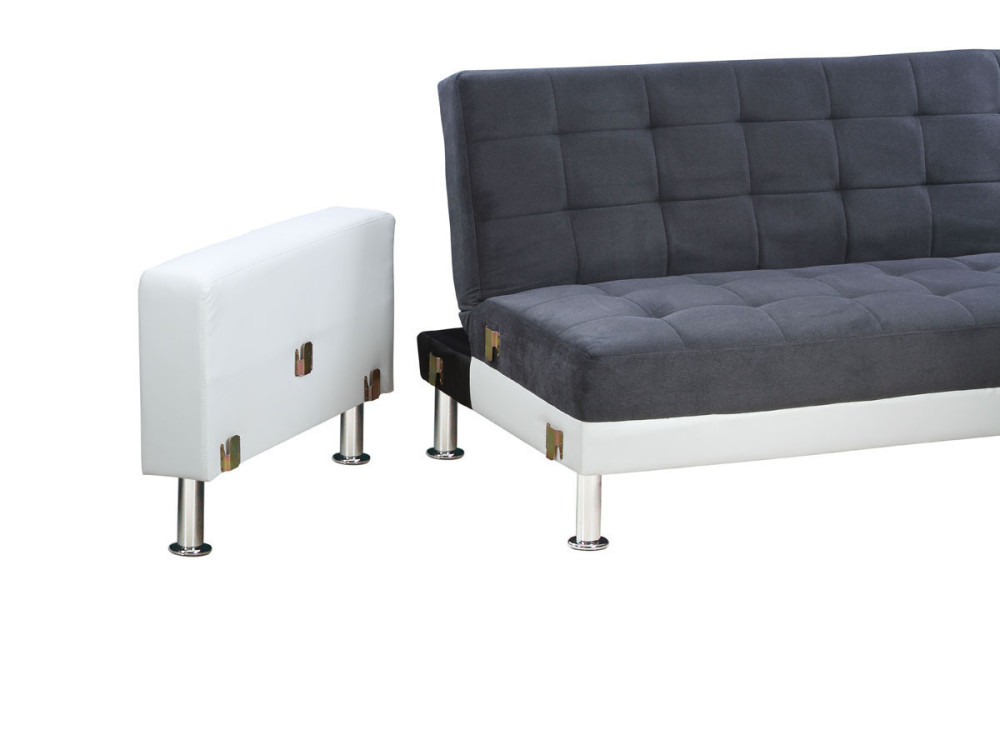 Konvertibles Ecksofa "Theo" - Weiß und Grau - 5 Plätze