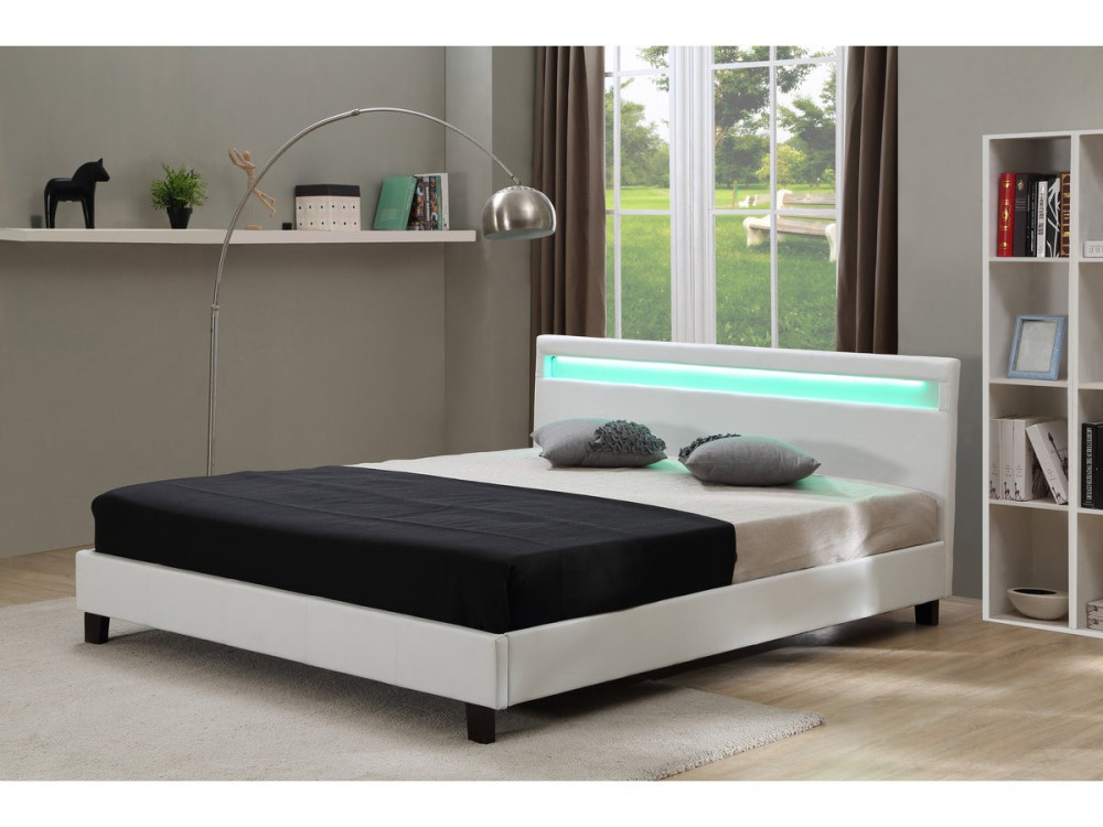 Bett mit LED-Beleuchtung "Maria" - 140 x 190 cm - Weiß