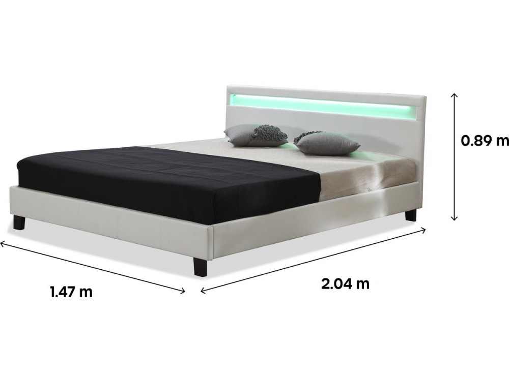 Bett mit LED-Beleuchtung "Maria" - 140 x 190 cm - Weiß