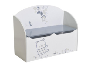 Spielzeugtruhe "Bear" - 69,3 x 29.3 x 54,3 cm - Farbe weiß/grau