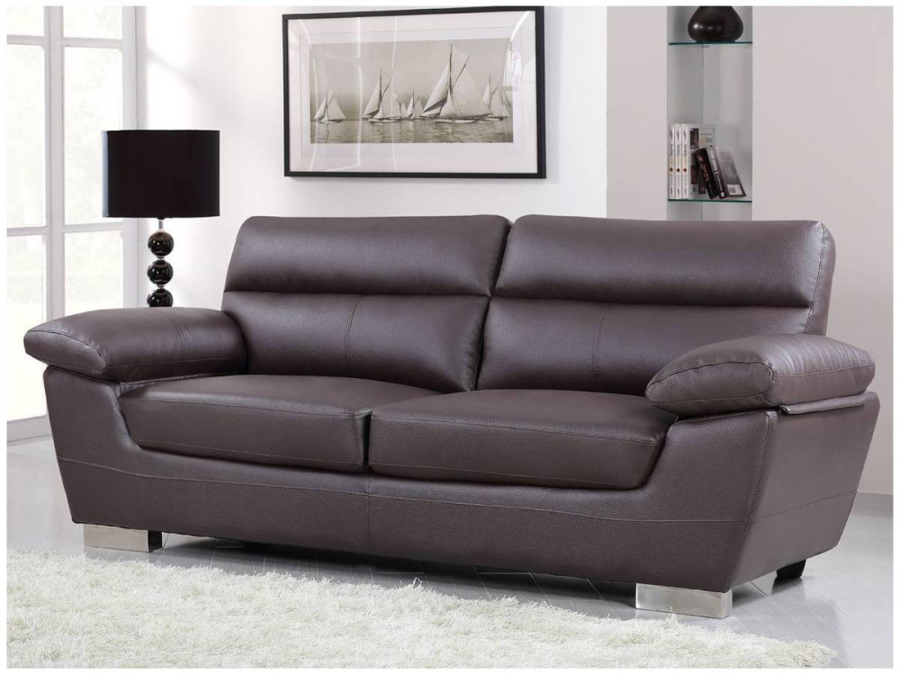 Sofa aus rekonstituiertem Leder/PVC " DALLAS " - 210 x 88 x 90 cm - 3 Sitze - Schokolade